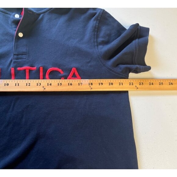 Nautica Mens Large Polo Shirt Embroidered Logo Sailboat Preppy Coastal Blue - Picture 2 of 7